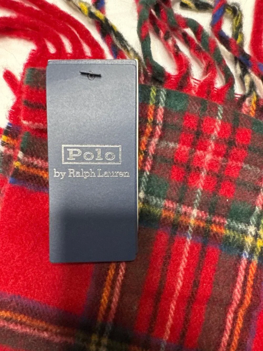 NWT Polo Ralph Lauren Cashmere Tartan Plaid Scarf Royal Stew Size One Size (3QTY